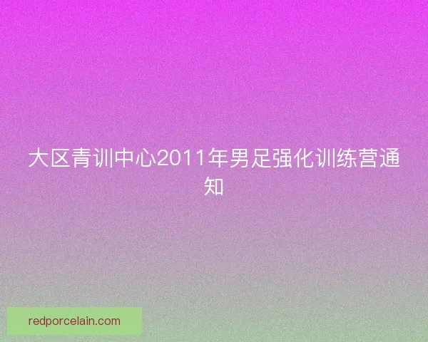 大区青训中心2011年男足强化训练营通知